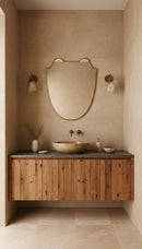 Antique Brass Italian Shield Mirror - Luxurious Bathroom  Living Room Mirror