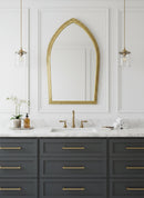 Golden Handmade Wall Mirror - Arch Brass Engraved Mirror