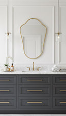 Antique Brass Mirror - Italian Shield Form Brass Wall Mirror