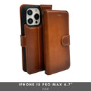Vegas Premium Leather iPhone 15 Pro Max Wallet Case with MagSafe | Detachable RFID Blocking Luxury Wallet
