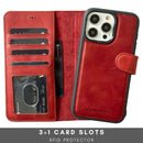 Vegas Premium Leather iPhone 15 Pro Wallet Case with MagSafe | Detachable RFID Blocking Luxury Wallet