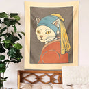 DecorBites™ Cat With Pearl Earring Metal Wall Hanging Tapestry Art