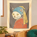 DecorBites™ Cat With Pearl Earring Metal Wall Hanging Tapestry Art