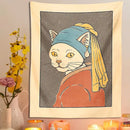 DecorBites™ Cat With Pearl Earring Metal Wall Hanging Tapestry Art
