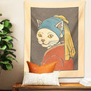 DecorBites™ Cat With Pearl Earring Metal Wall Hanging Tapestry Art