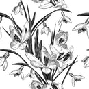 White Wallpaper with Black Flowers