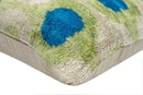 Vibrant 16x24 Handmade Ikat Silk Velvet Pillow with Premium Down Feather Insert by Canvello – Lively Green and Blue Hues
