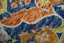 Vibrant 5x7 Hand Tufted Blue and Gold Modern Damask Oriental traditional Wool Area Rug | TRDMA41