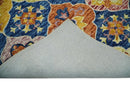 Vibrant 5x7 Hand Tufted Blue and Gold Modern Damask Oriental traditional Wool Area Rug | TRDMA41