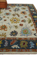 Hand Knotted Beige, Teal and Rust Traditional Oushak Multi size Wool Area Rug