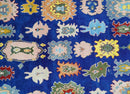 Vibrant 8x10 Hand Knotted Blue and Ivory Traditional Persian Eclectic Colorful Wool Rug | TRDCP776810