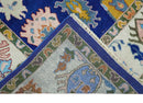 Vibrant 8x10 Hand Knotted Blue and Ivory Traditional Persian Eclectic Colorful Wool Rug | TRDCP776810