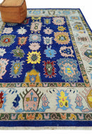 Vibrant 8x10 Hand Knotted Blue and Ivory Traditional Persian Eclectic Colorful Wool Rug | TRDCP776810