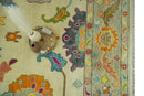 Vibrant Colorful Beige, Silver, Orange and Mustard Hand Knotted 9x12 Wool Area Rug
