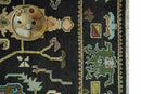 Vibrant Colorful Black 8x10 Hand Knotted Traditional Oushak wool area rug