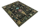 Vibrant Colorful Black 8x10 Hand Knotted Traditional Oushak wool area rug