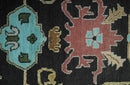 Vibrant Colorful Black 8x10 Hand Knotted Traditional Oushak wool area rug