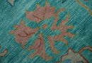 Vibrant Colorful Blue and Green Hand knotted 9x12 wool Area Rug