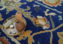 Vibrant Colorful Blue, Silver and Mustard Hand knotted Traditional Oushak 8x10 wool Area Rug