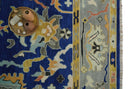 Vibrant Colorful Blue, Silver and Mustard Hand knotted Traditional Oushak Multi Size wool Area Rug