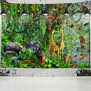 Vibrant colorful dinosaur age tapestry bedroom wall art decor