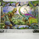 Vibrant colorful dinosaur age tapestry bedroom wall art decor