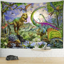 Vibrant colorful dinosaur age tapestry bedroom wall art decor
