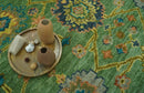 Vibrant colorful Green 8x10 Hand Knotted Traditional Oriental Oushak wool Area Rug