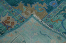 Vibrant Colorful Green, Blue and Rust Hand knotted Traditional Oushak 9x12 wool Area Rug