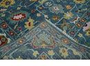 Vibrant Colorful Hand knotted Teal, Gold And Maroon 9x12 wool Area Rug