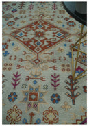Vibrant Colorful Silver, Beige, Blue and Brown Traditional Heriz Multi Size wool Area Rug