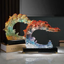 Vibrant gradient goldfish resin sculpture living room decor