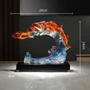 Vibrant gradient goldfish resin sculpture living room decor