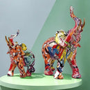 Vibrant graffiti elephant resin sculpture living room decor