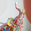 Vibrant graffiti elephant resin sculpture living room decor
