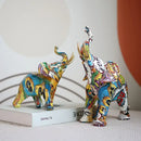 Vibrant graffiti elephant resin sculpture living room decor