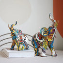 Vibrant graffiti elephant resin sculpture living room decor