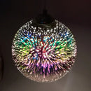 Vibrant multi-colored burst glass ball pendant light for living room