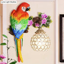 DecorBites™ Parrot Wall Sconce with Crystal Lampshade - Gold Finish, Right/Left