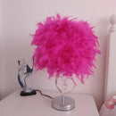 Vibrant pink crystal feather led table lamp for bedroom
