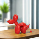 Vibrant red dog balloon poop resin sculpture living room pop art decor