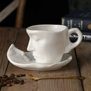 Vibrant red frosted ceramic face mug set for kitchen and dining room