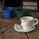 Vibrant red frosted ceramic face mug set for kitchen and dining room
