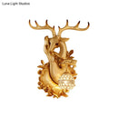 DecorBites™ Loft Style Wall Mounted Sconce with Clear Crystal Shade, Blue/Gold Finish and Deer Head Accent