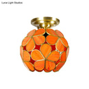 Victorian turquoise stained glass flower ceiling fixture bedroom light
