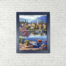 Village Lake Afternoon WD311 15.7 x 19.7 inches Wizardi Diamond Painting Kit