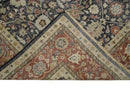 Hand Knotted Traditional Black, Rust and Beige Textured Low Pile Distressed Wool Rug