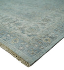 Hand Knotted Traditional Silver, brown and Beige Antique Textured Low Pile Distressed Wool Rug | TRD53114