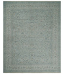 Hand Knotted Traditional Silver, brown and Beige Antique Textured Low Pile Distressed Wool Rug | TRD53114