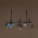 Vintage amber and teal stained glass star chandelier dining room
